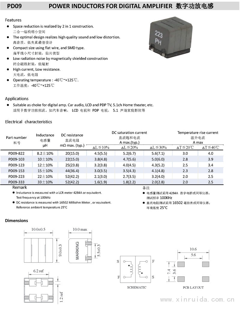 PD09 数字功放电感