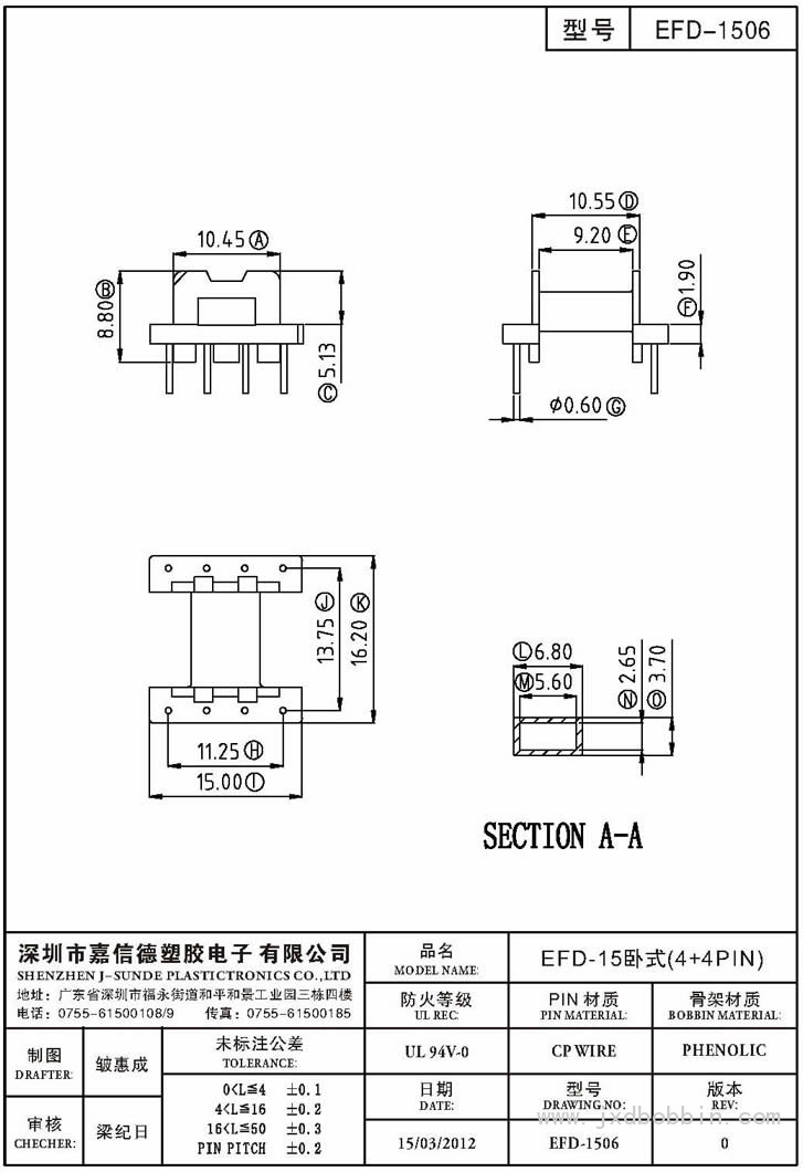 EFD-1506/EFD-15卧式(4+4PIN)