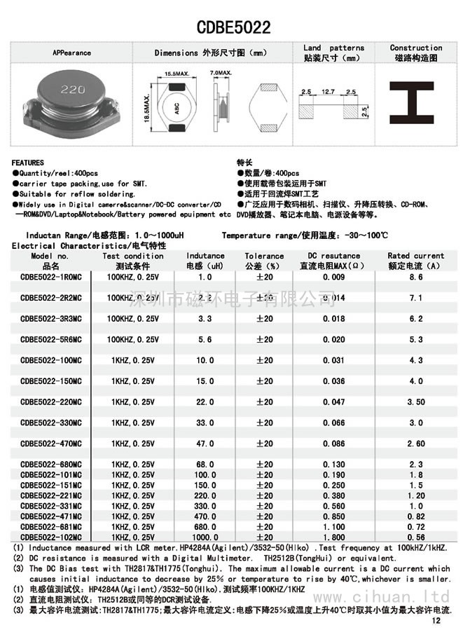 CDBE5022贴片功率电感 