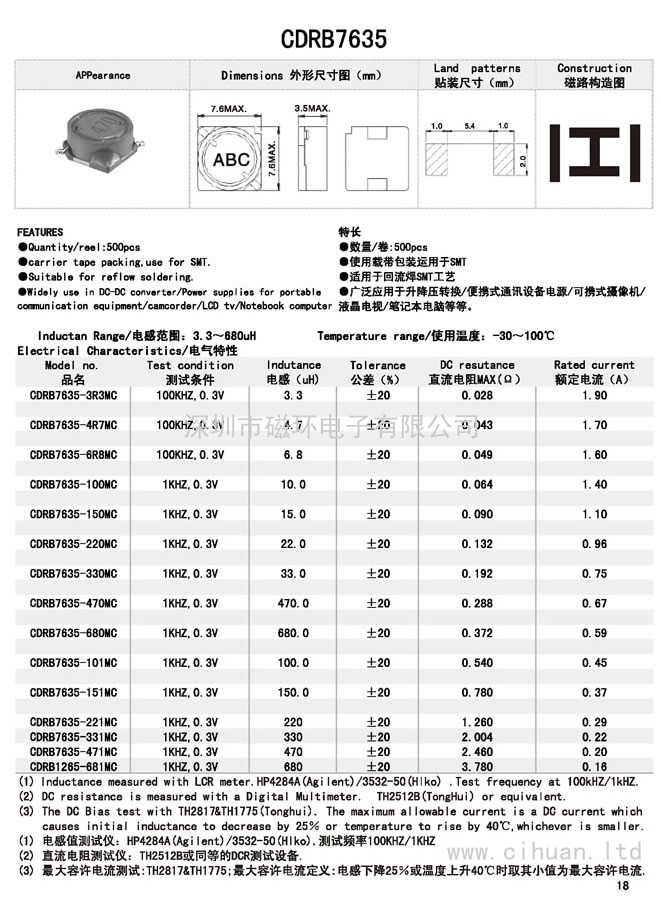 CDRB7635贴片功率电感 