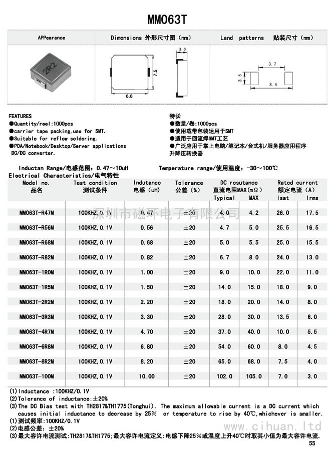 MM063T贴片功率电感 