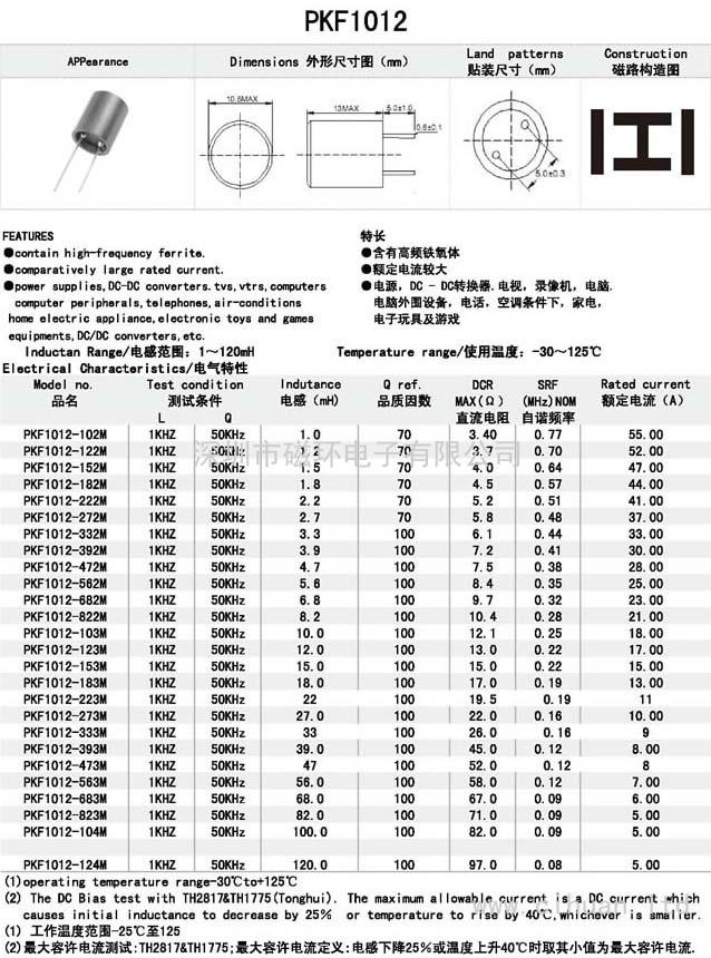 PKF1012工字电感