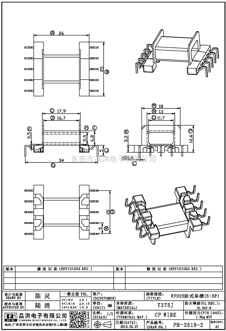 PH-2519-2 EFD25卧式单槽(5+5P)