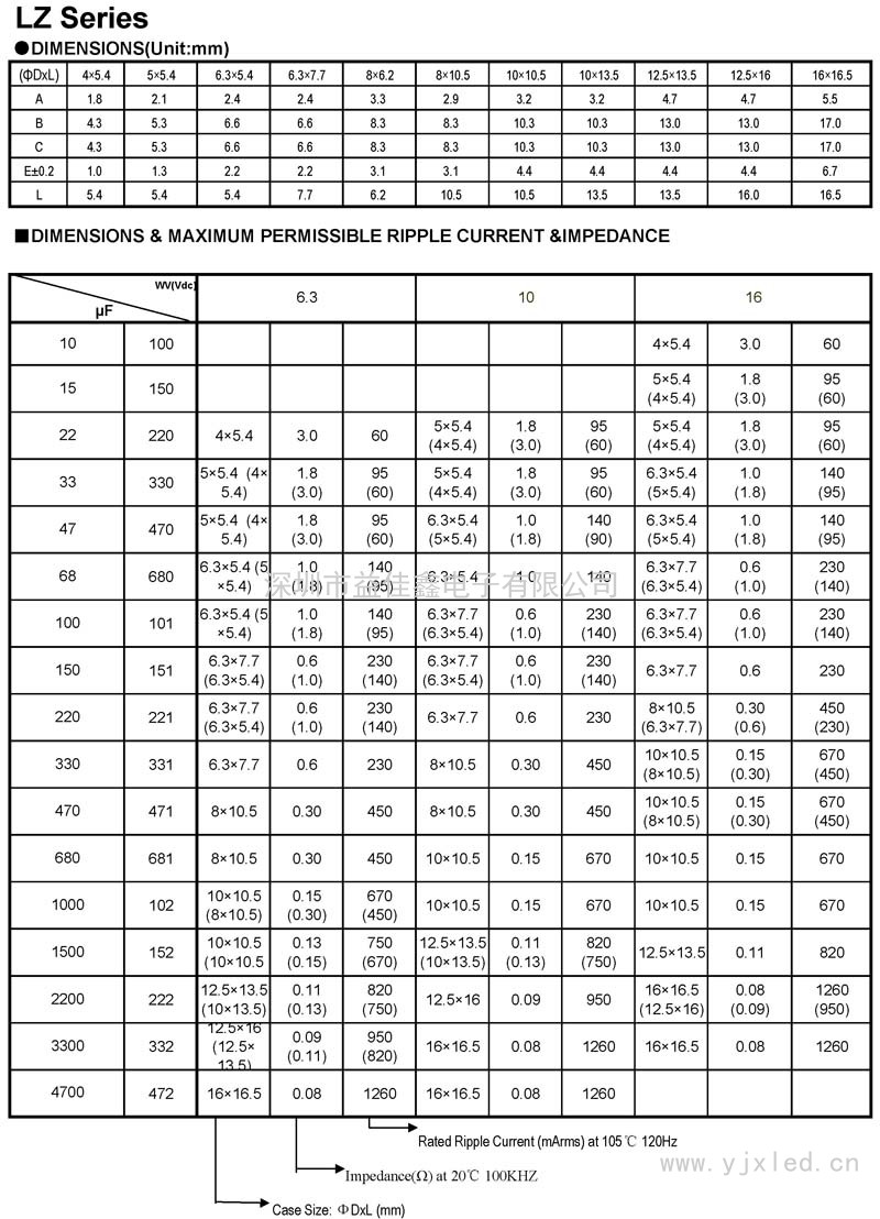 LZ系列铝电解贴片电容