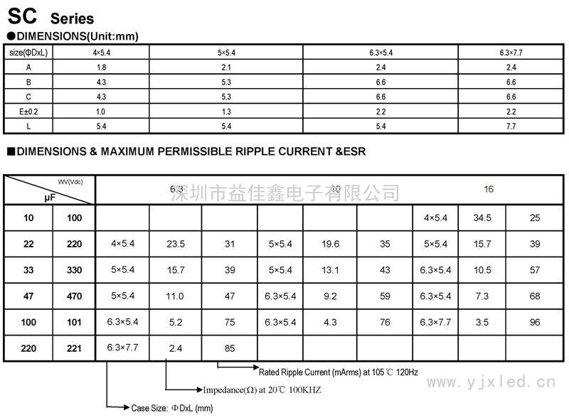 SC系列铝电解贴片电容