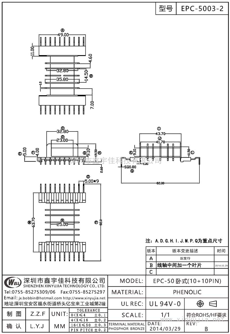 EPC-5003-2 EPC-50卧式(10+10PIN)