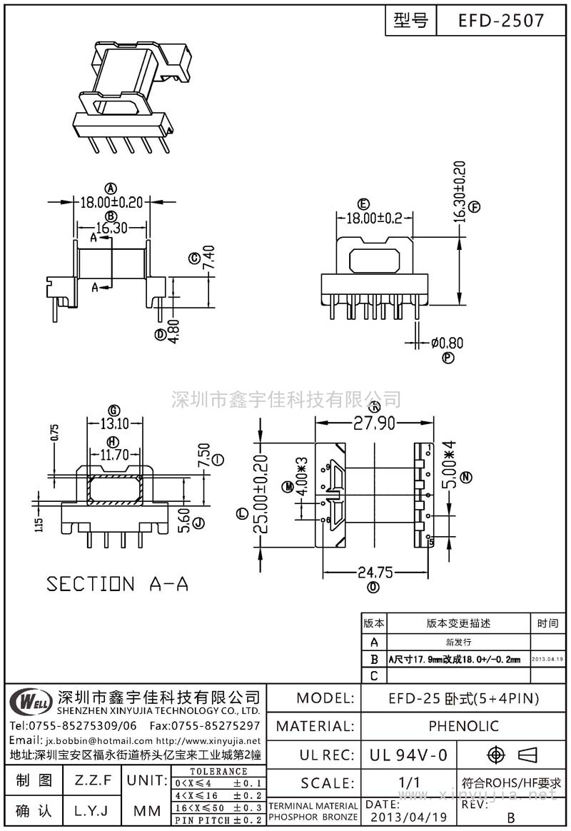 EFD-2507 EFD-25卧式(5+4PIN)