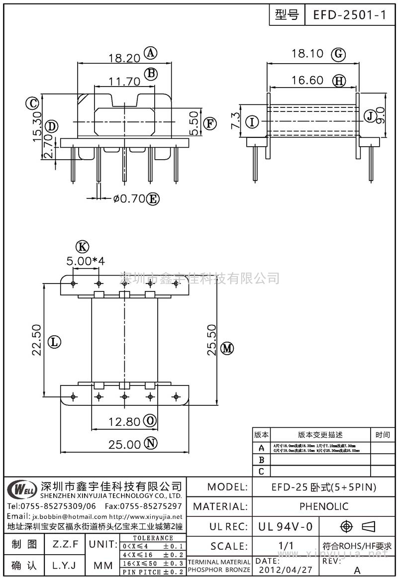 EFD-2501-1 EFD-25卧式(5+5PIN)