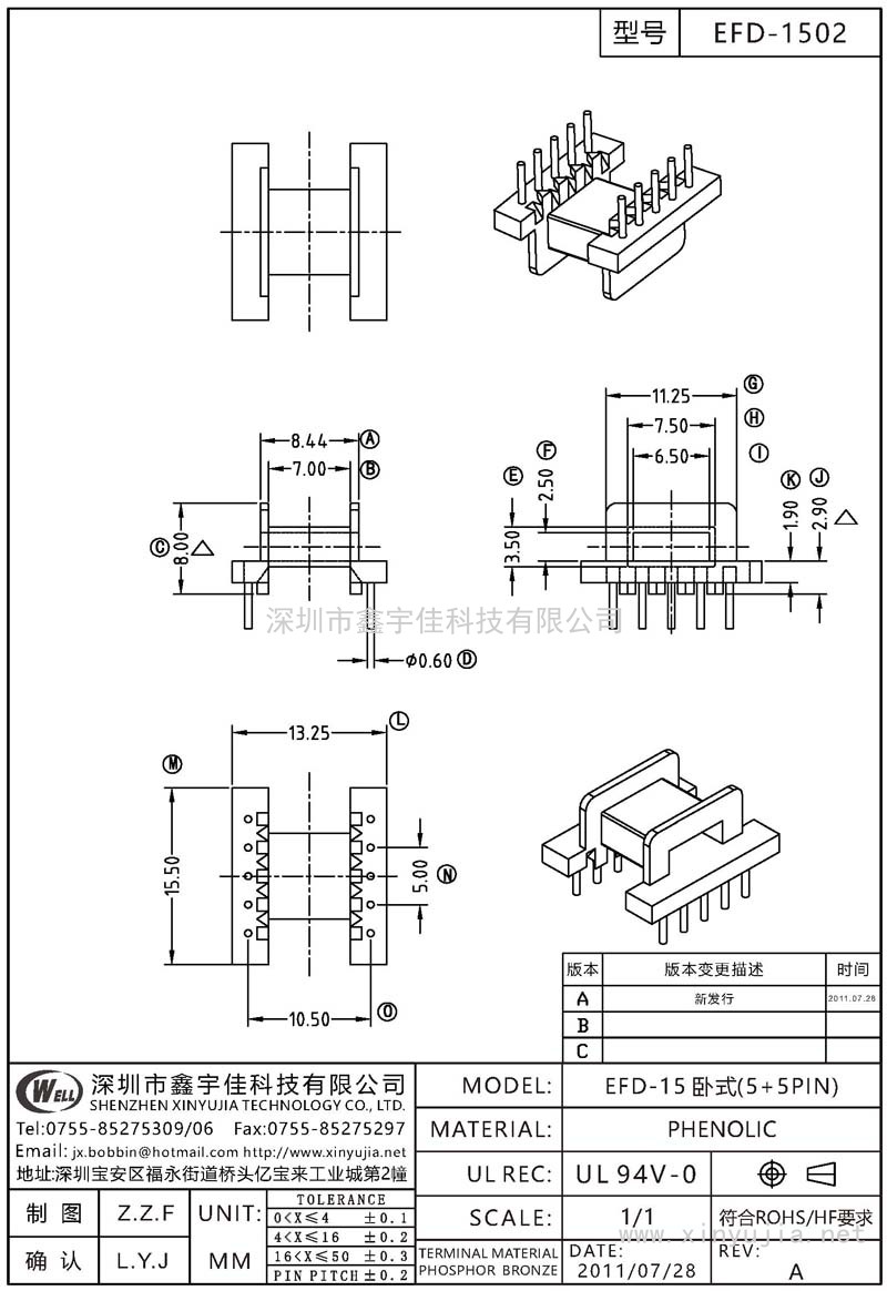 EFD-1502 EFD-15卧式(5+5PIN)