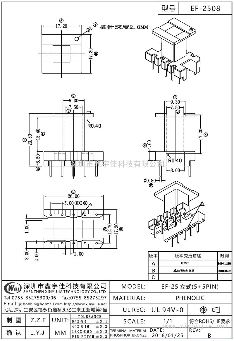 EF-2508 EF-25立式(5+5PIN)