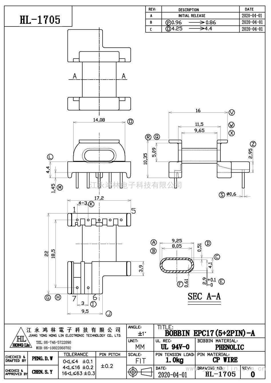 HL-1705/EPC-17(5+2PIN)-A卧式