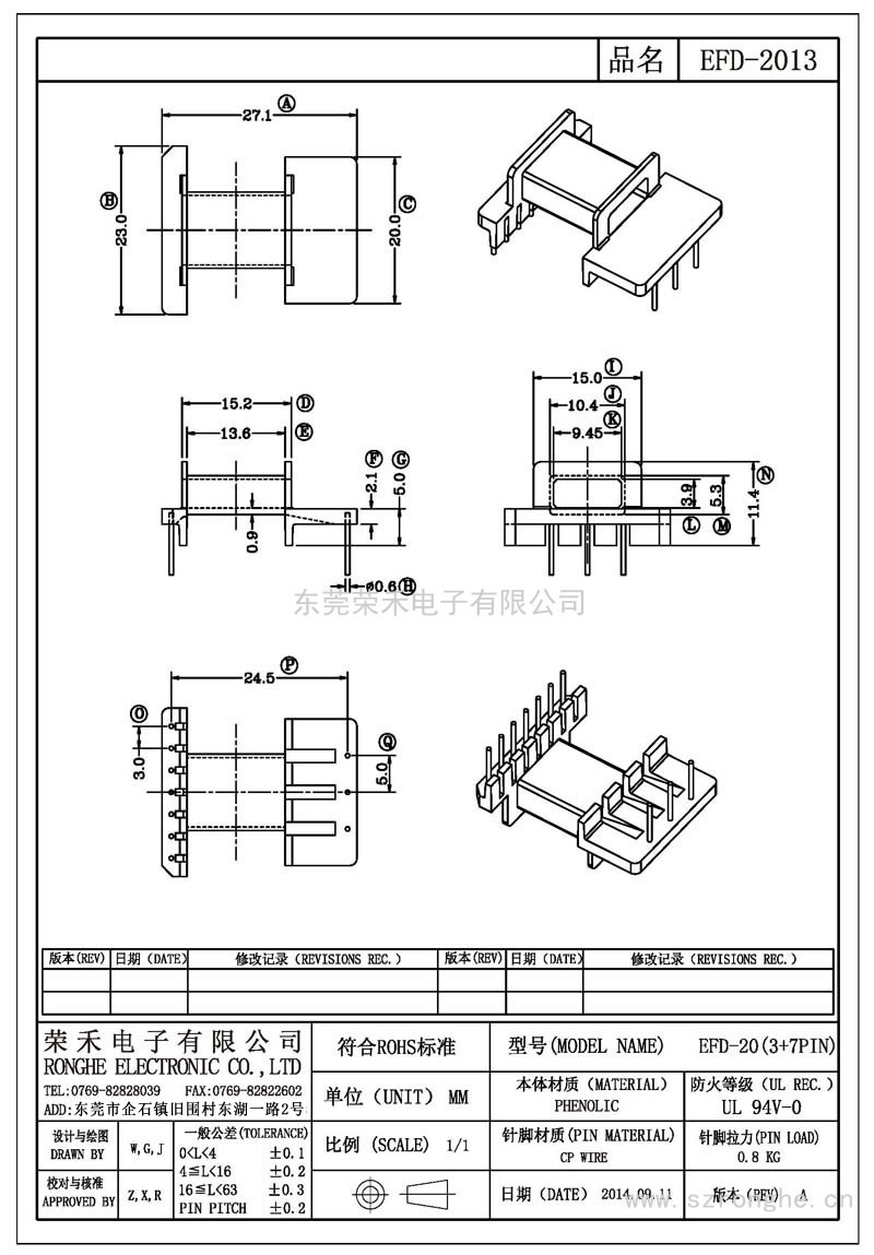 RH-EFD-2013/EFD-20卧式 (3+7PIN)