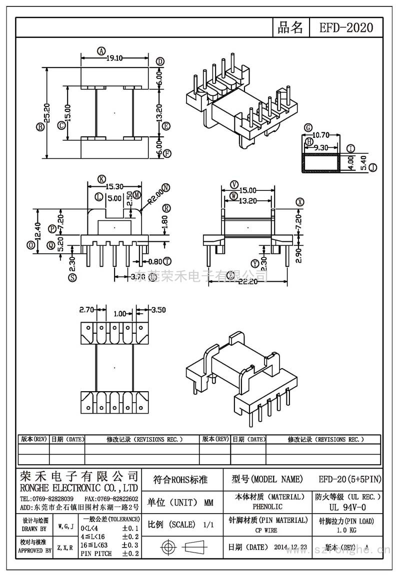 RH-EFD-2020/EFD-20卧式 (5+5PIN)