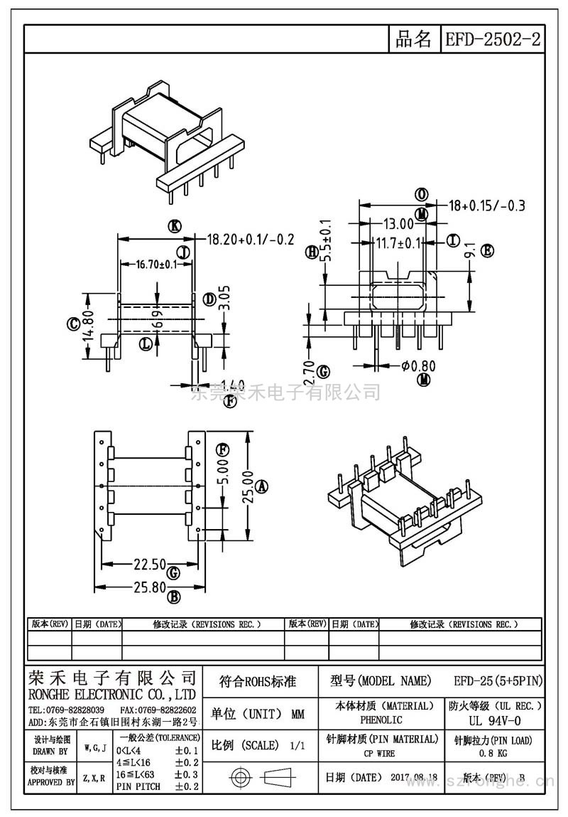 RH-EFD-2502-2/EFD-25卧式 (5+5PIN)