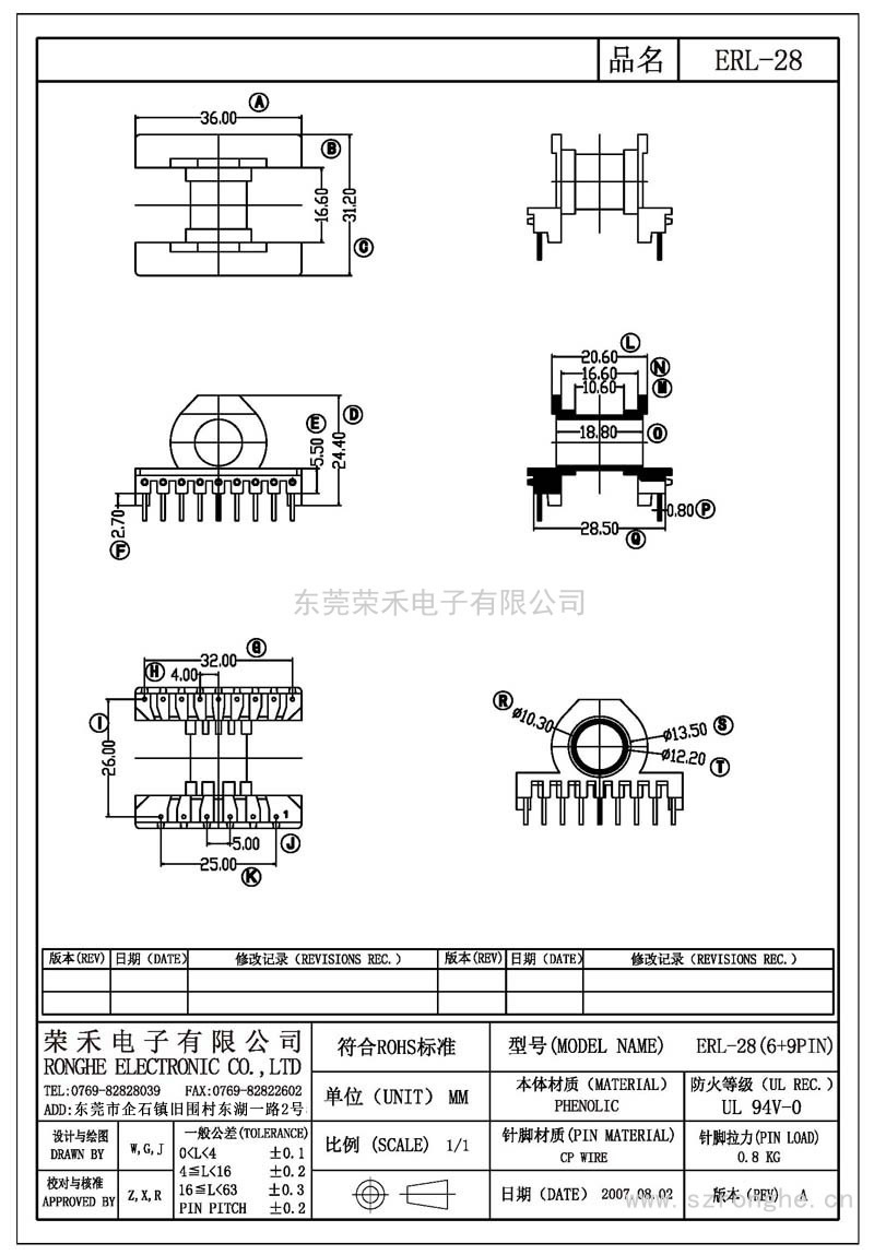 RH-ERL-28/ERL-28卧式 (6+9PIN)