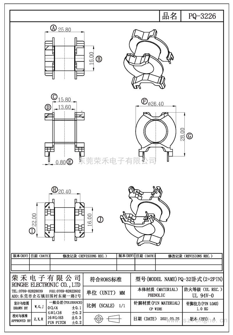 RH-PQ-3226/PQ-32臥式(2+2PIN)