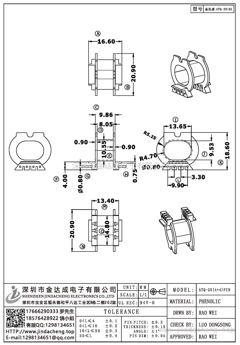 金达成-ATQ-2516L/ATQ25卧式(4+4)PIN
