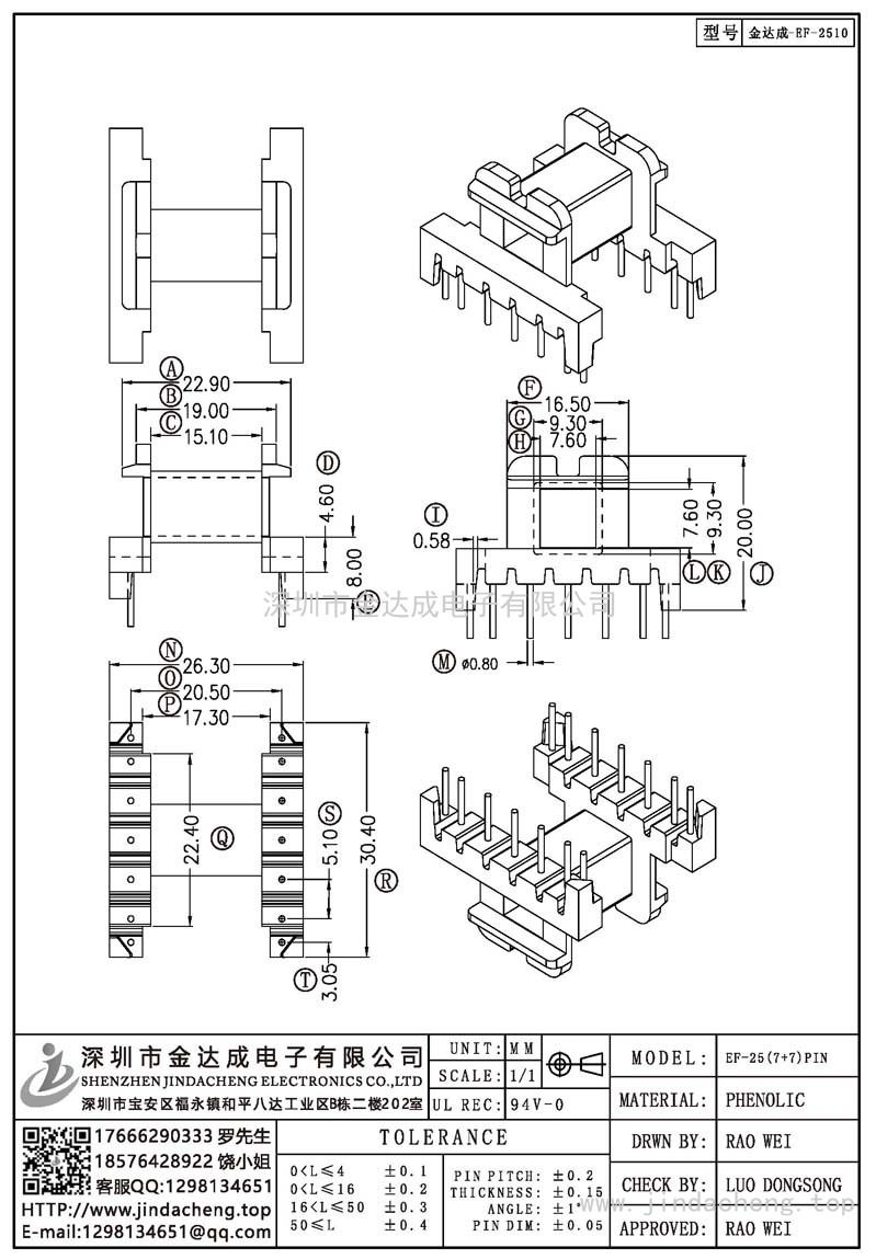 金达成-EF-2510/EF25卧式(7+7)PIN