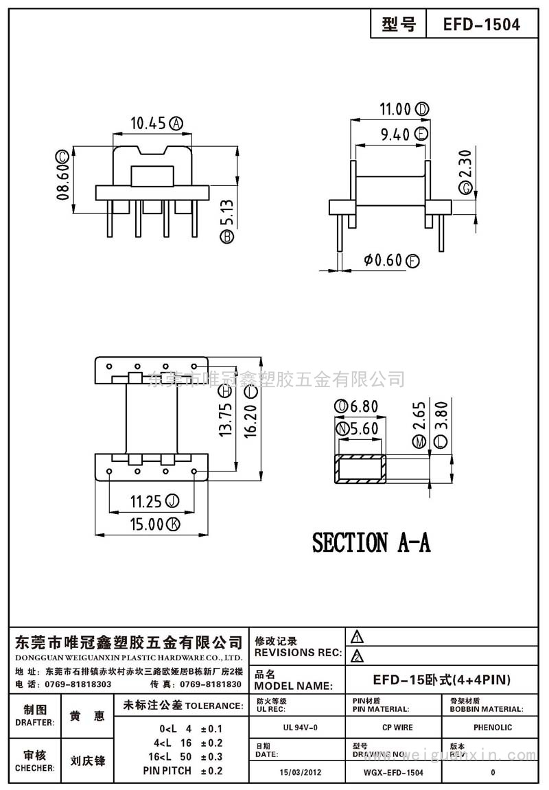 EFD-1504/EFD-15卧式(4+4PIN)
