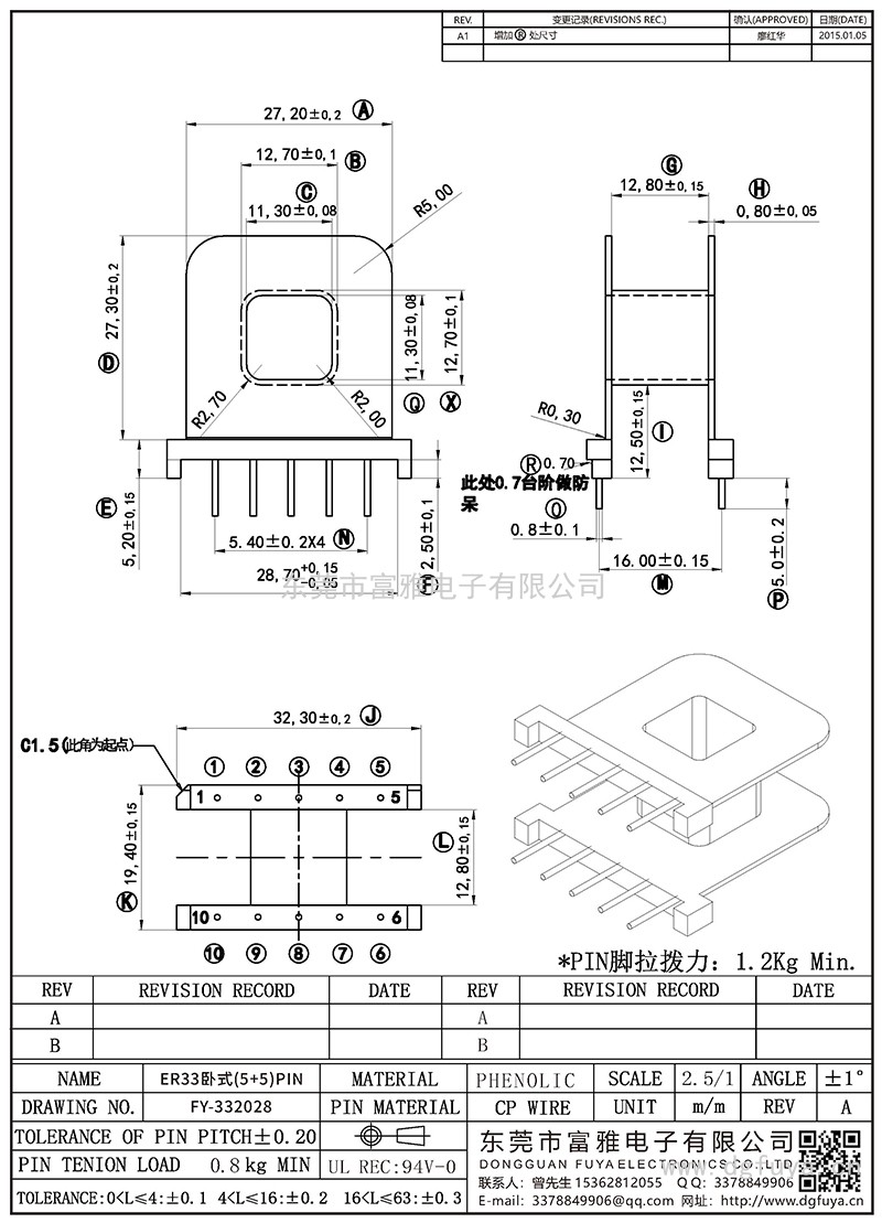 FY-332028/ER33卧式(5+5)PIN