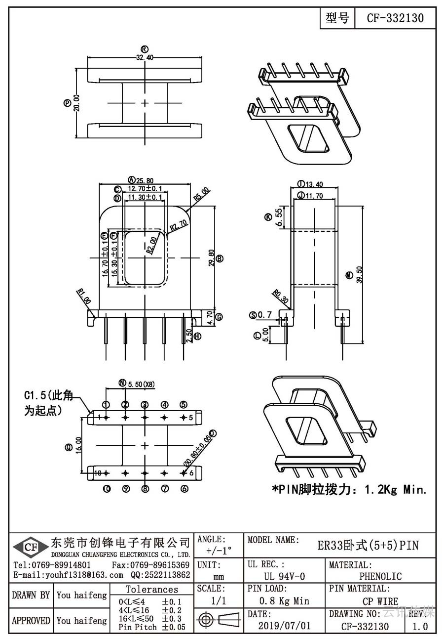 CF-332130/ER33卧式(5+5)PIN