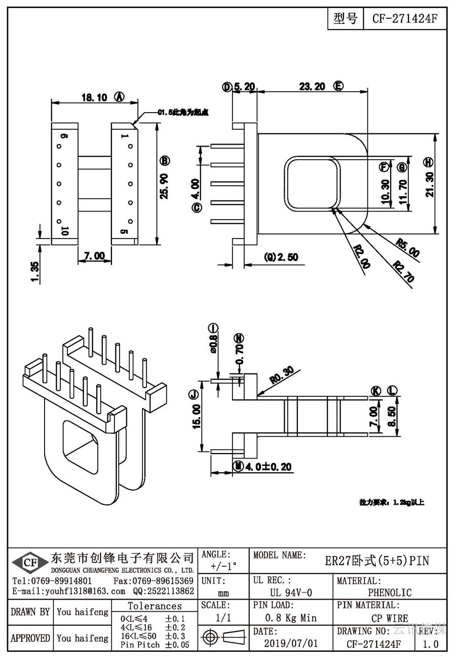 CF-271424F/ER27卧式(5+5)PIN