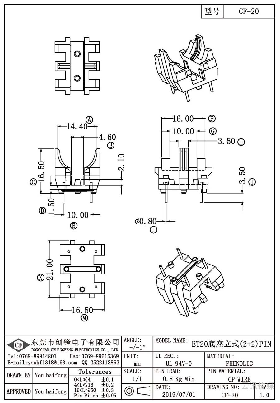 CF-20/ET20底座立式(2+2)PIN