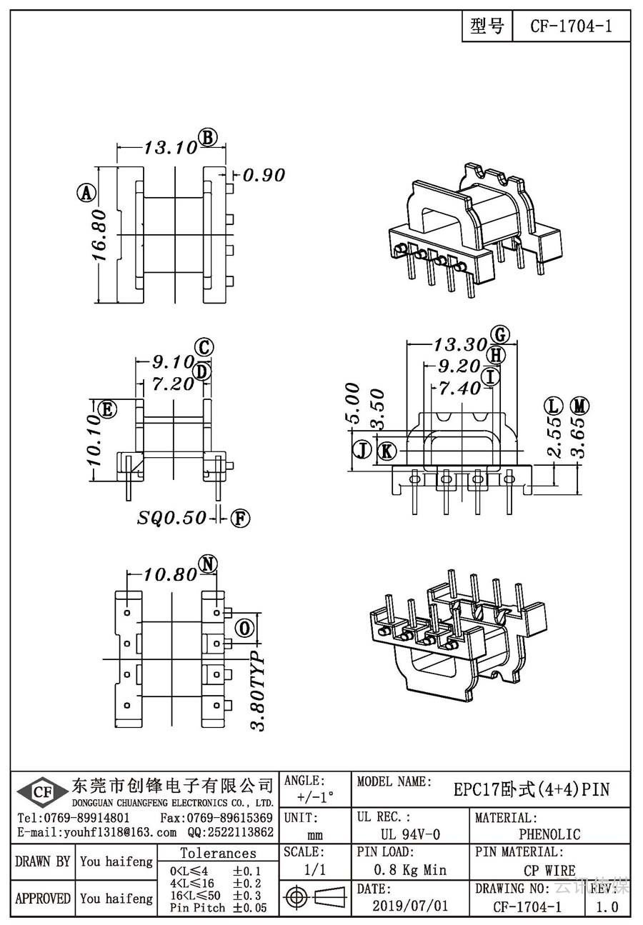 CF-1704-1/EPC17卧式(4+4)PIN