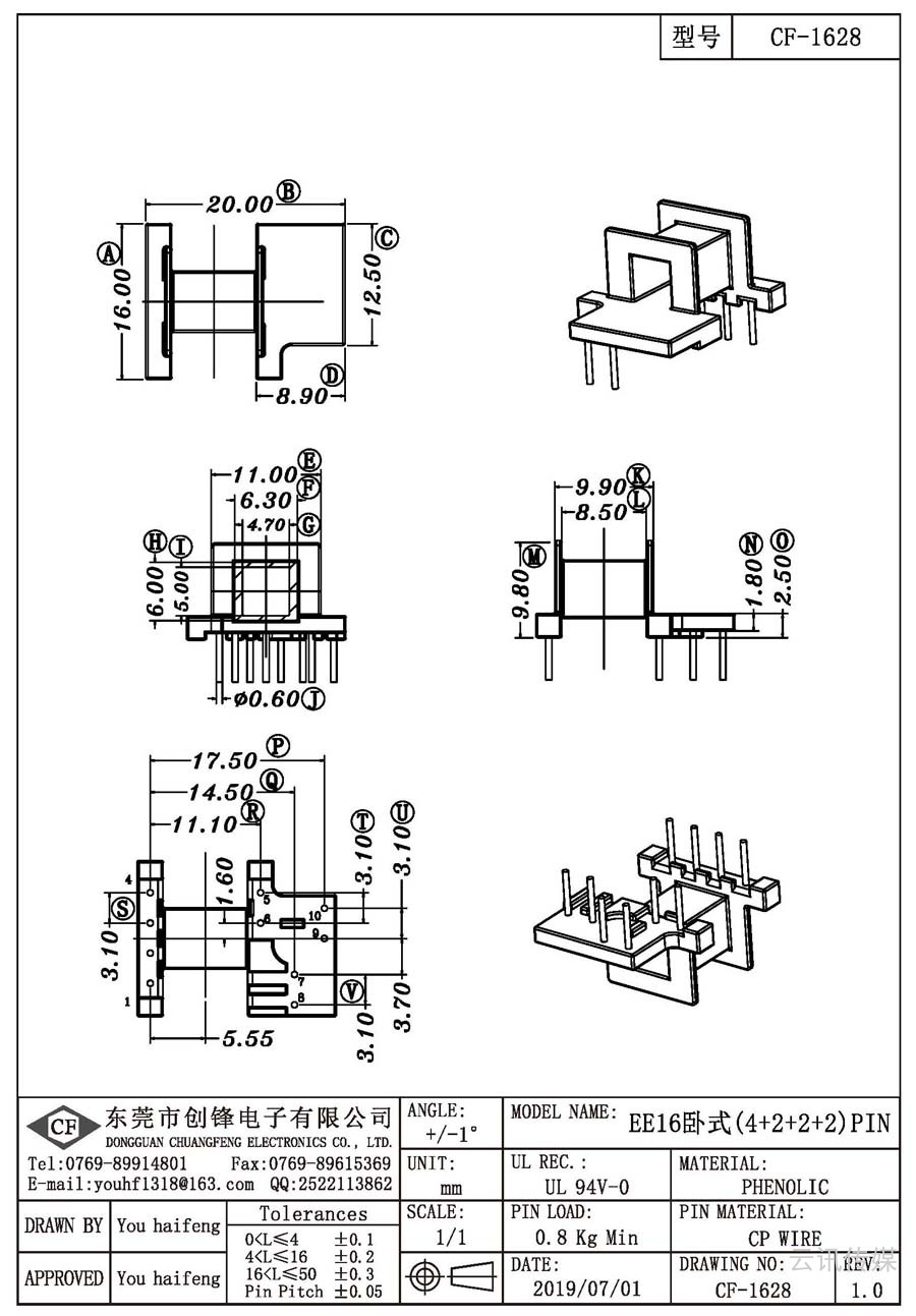 CF-1628/EE16卧式(4+2+2+2)PIN