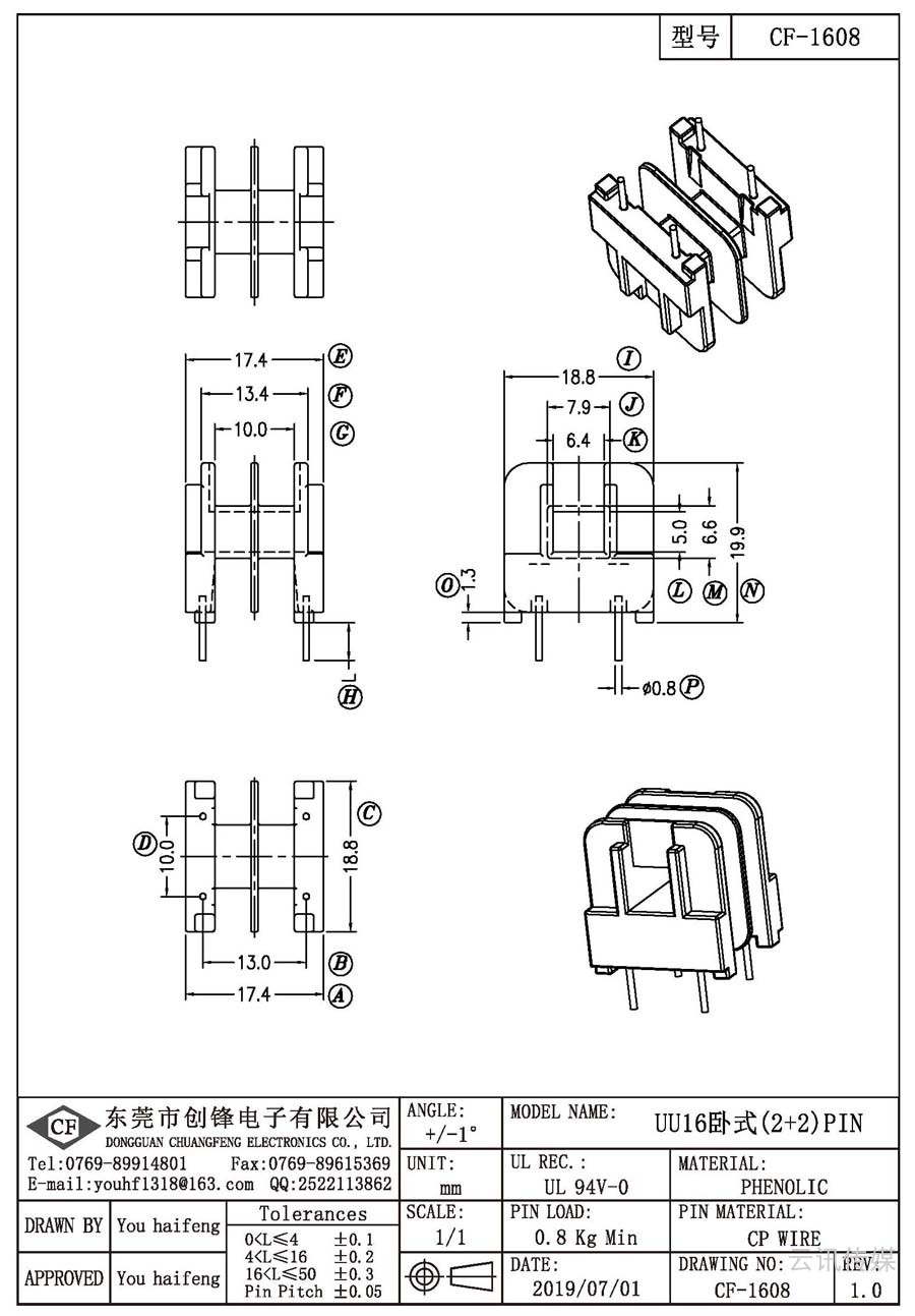 CF-1608/UU16卧式(2+2)PIN