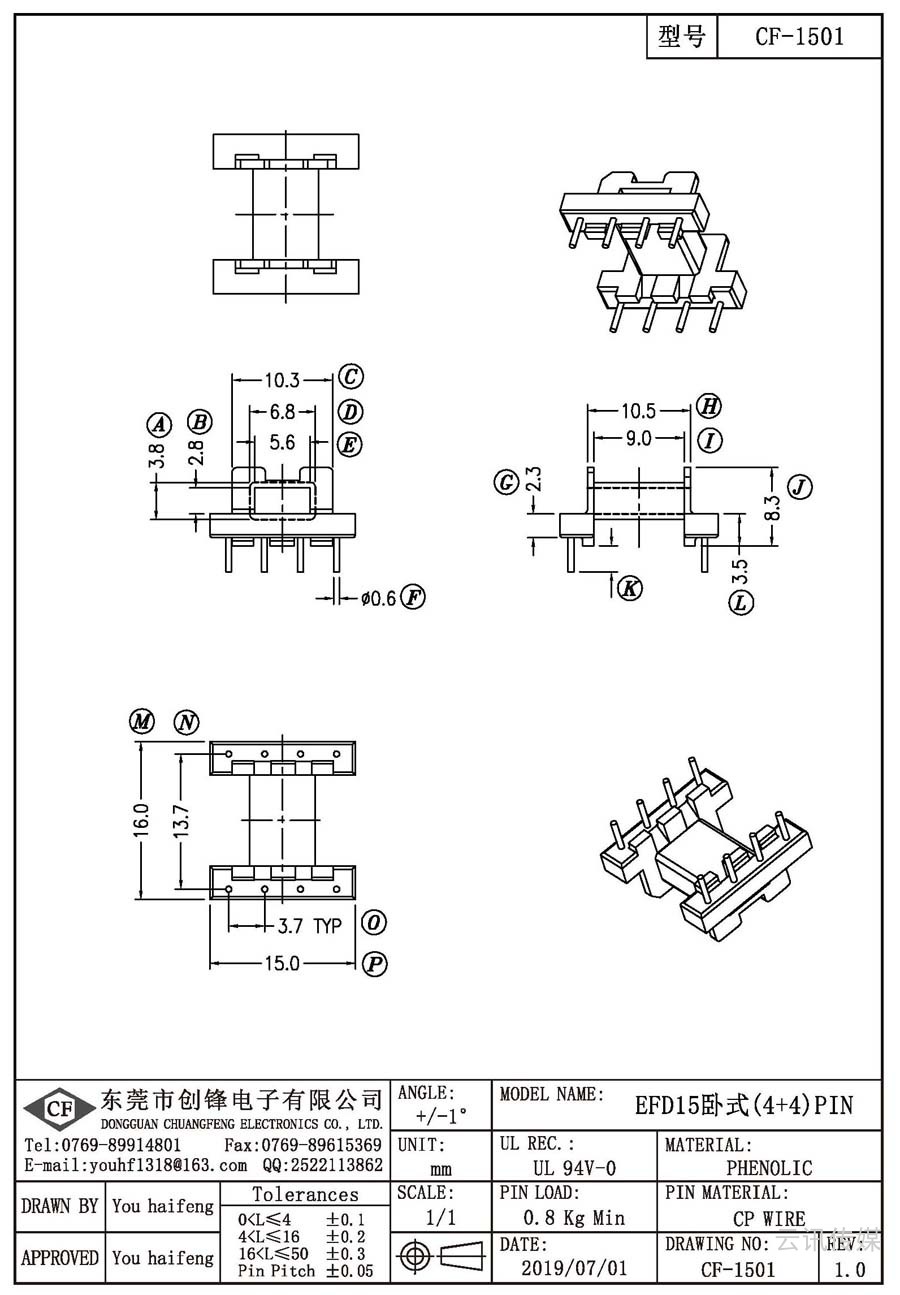 CF-1501/EFD15卧式(4+4)PIN