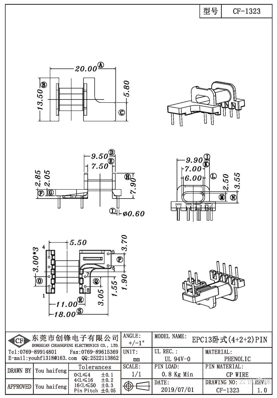 CF-1323/EPC13卧式(4+2+2)PIN