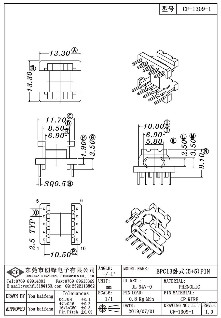 CF-1309-1/EPC13卧式(5+5)PIN