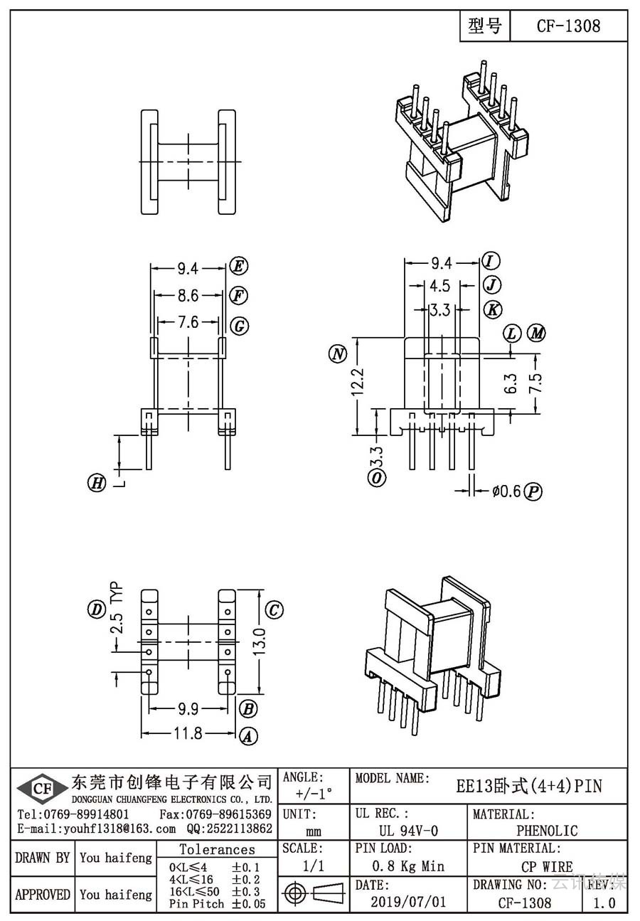 CF-1308/EE13卧式(4+4)PIN