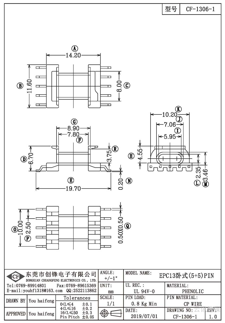 CF-1306-1/EPC13卧式(5+5)PIN