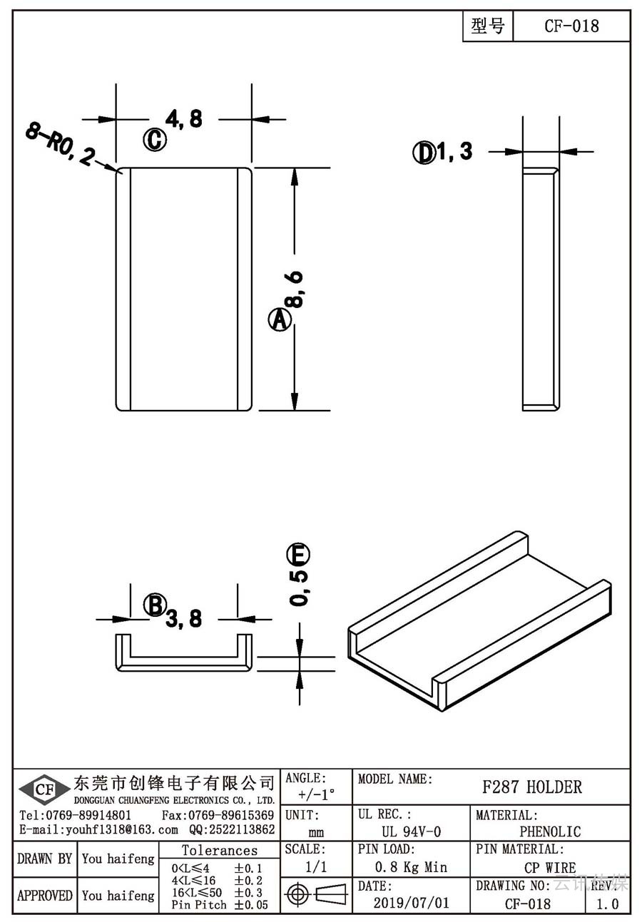 CF-018/F287 HOLDER