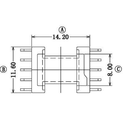 EPC-1301A/EPC13卧式(5+5PIN)海鸥脚加高
