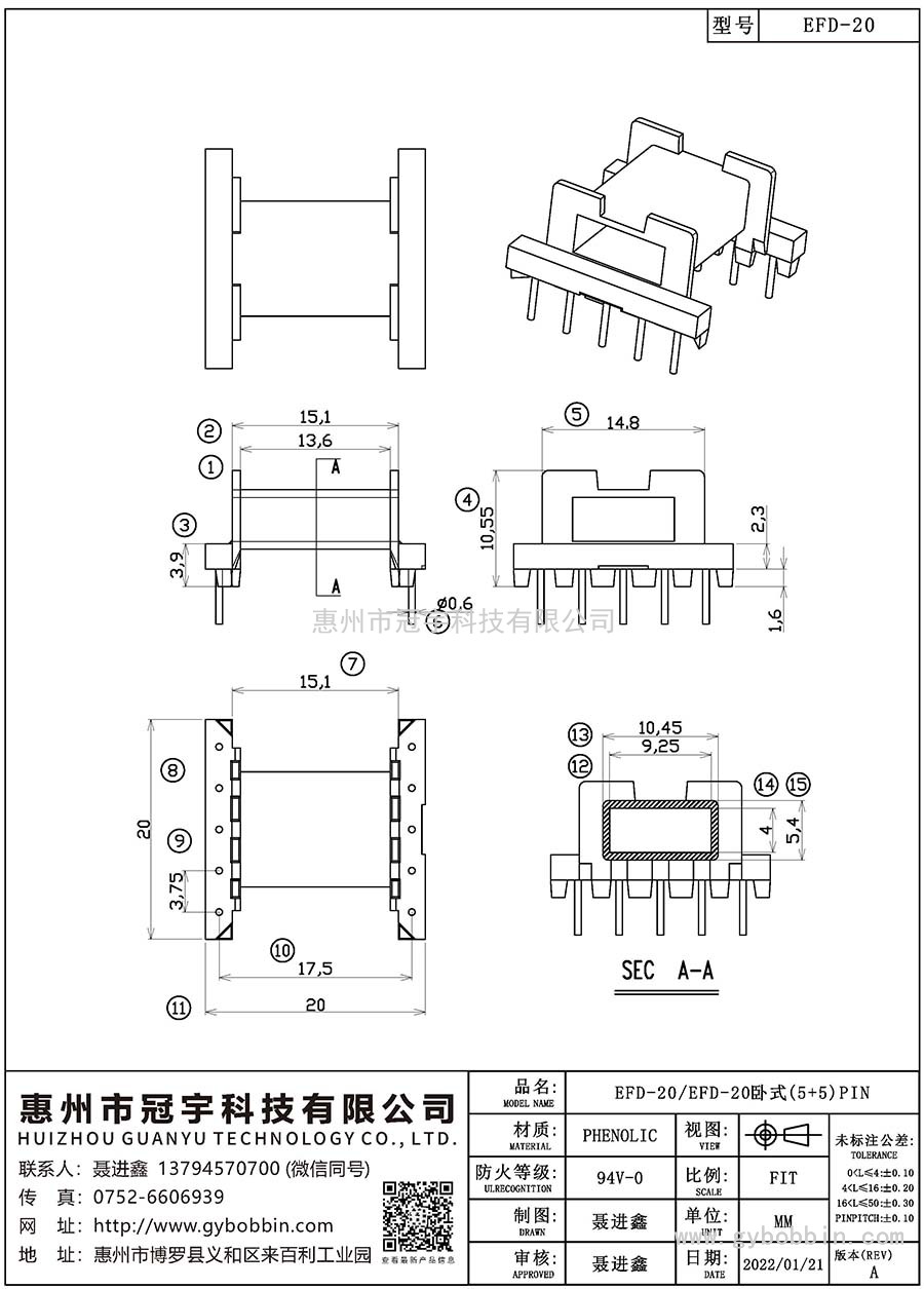 EFD-20/EFD-20臥式(5+5)PIN