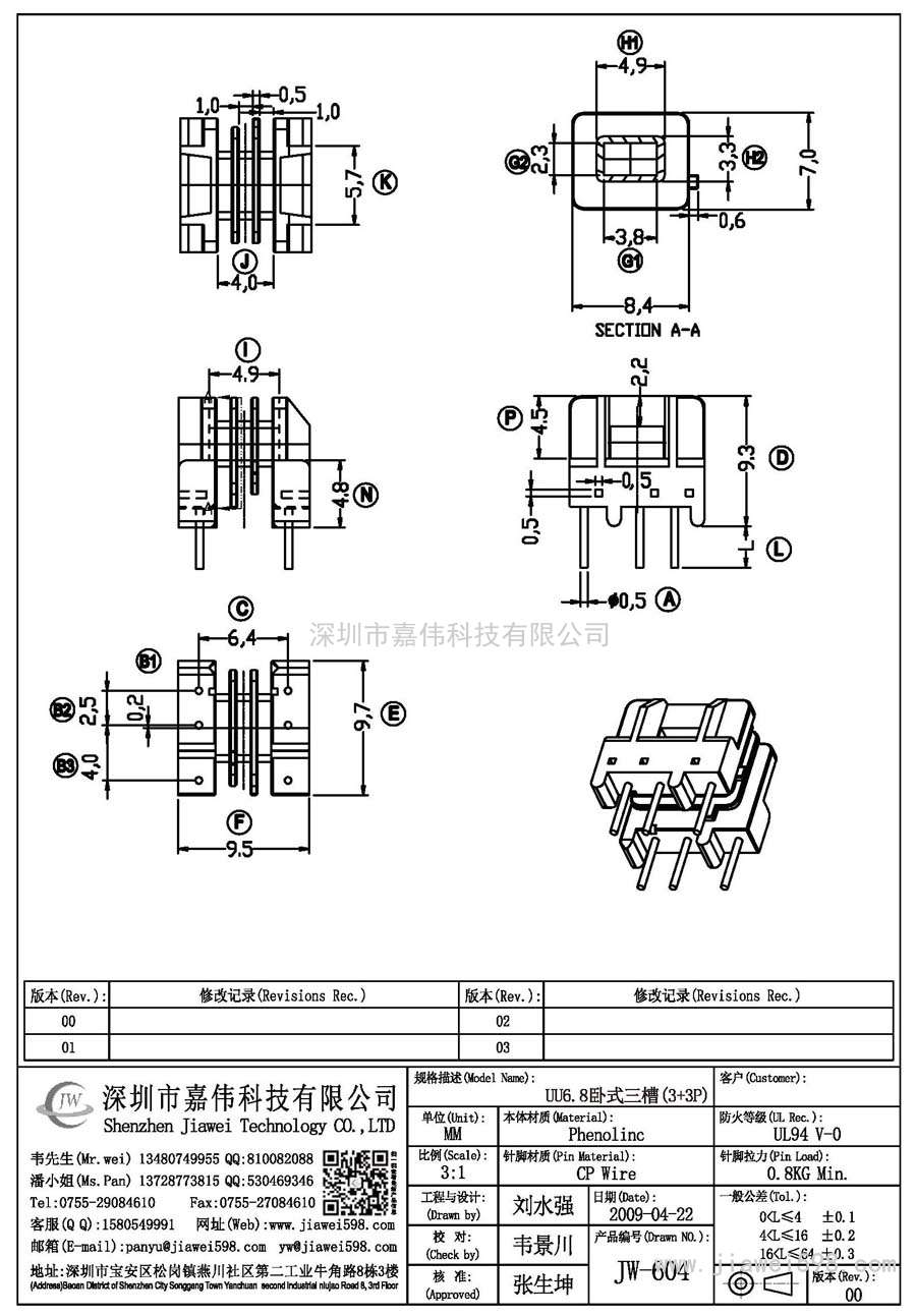 JW-604/UU6.8卧式三槽(3+3P)