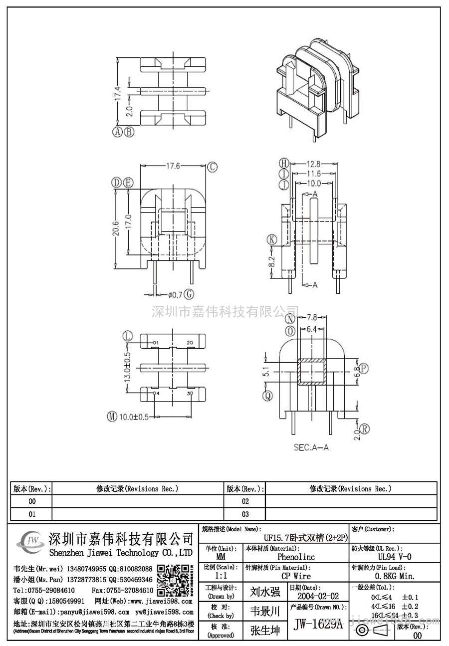 JW-1629A/UF15.7卧式双槽(2+2P)