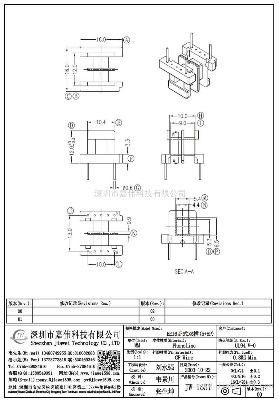 JW-1631/EE16臥式雙槽(5+5P)