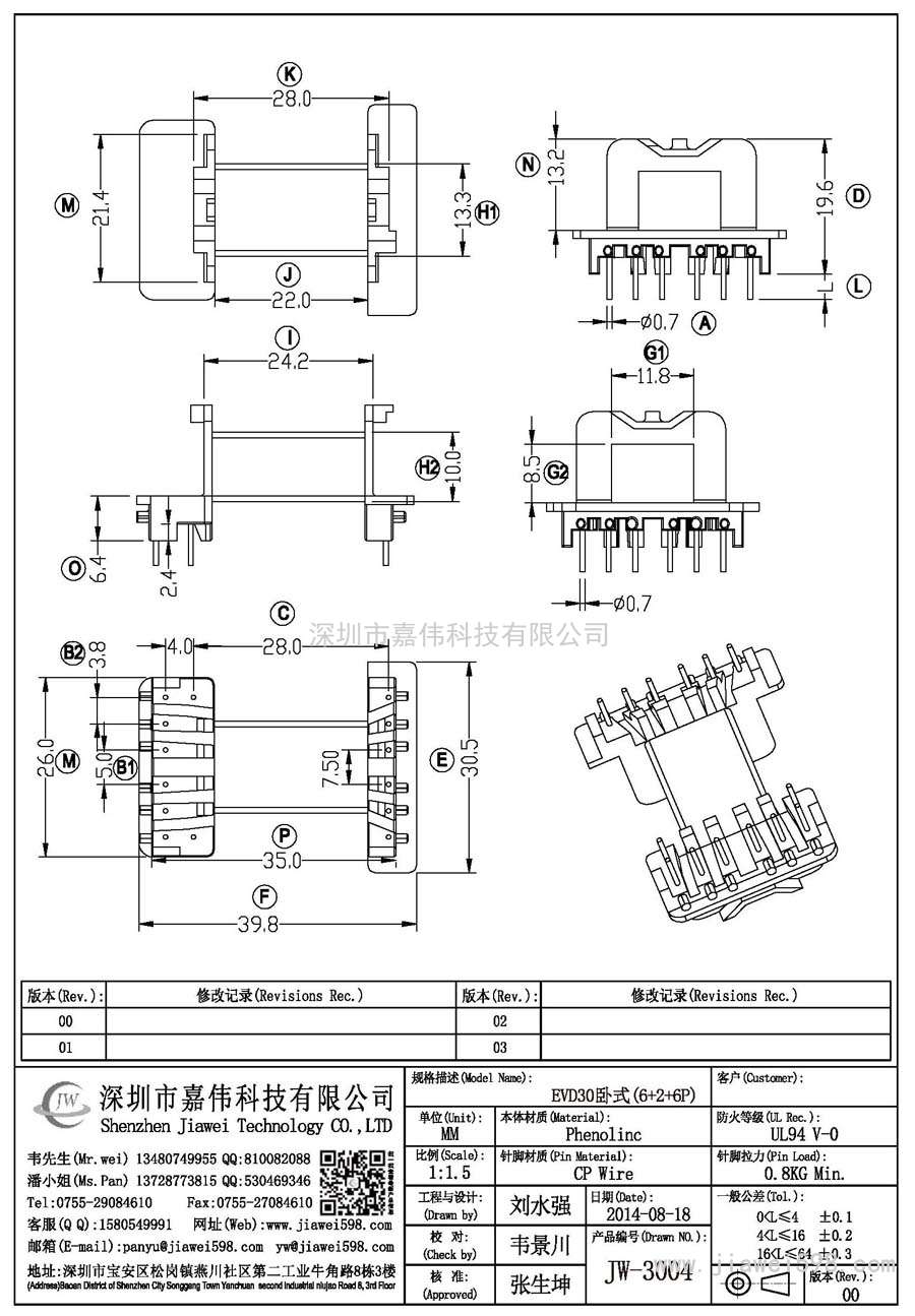 JW-3004/EVD30卧式(6+2+6P)