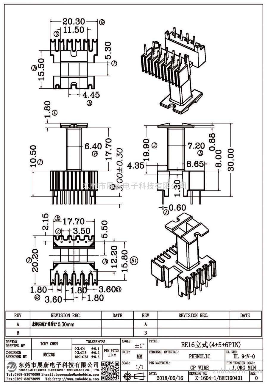 Z-1604-1/EE16立式(4+5+6PIN)