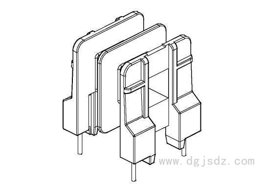 JS-2527/EE25卧式双槽(2+2PIN)电木