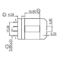 HXX-EE4503-1 EE45弯脚L脚立式4+0针（HXX-EE4503配套）